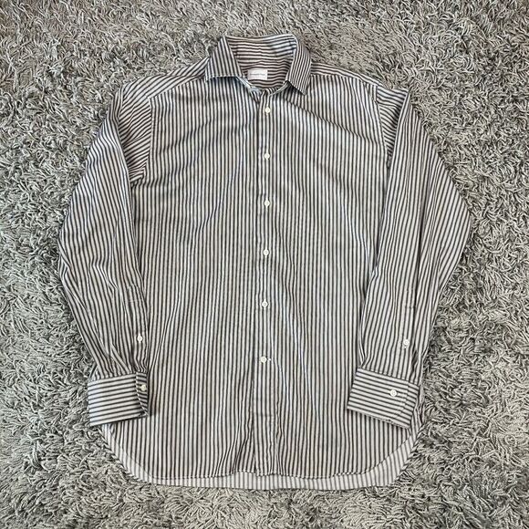 Ermenegildo Zegna Dress Shirt Mens 42 16.5 Striped Button Down Long Sleeve Logo - Picture 1 of 13